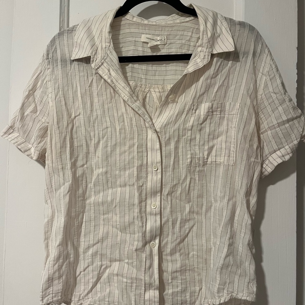 Striped Short Sleeve Button-Up Shirt